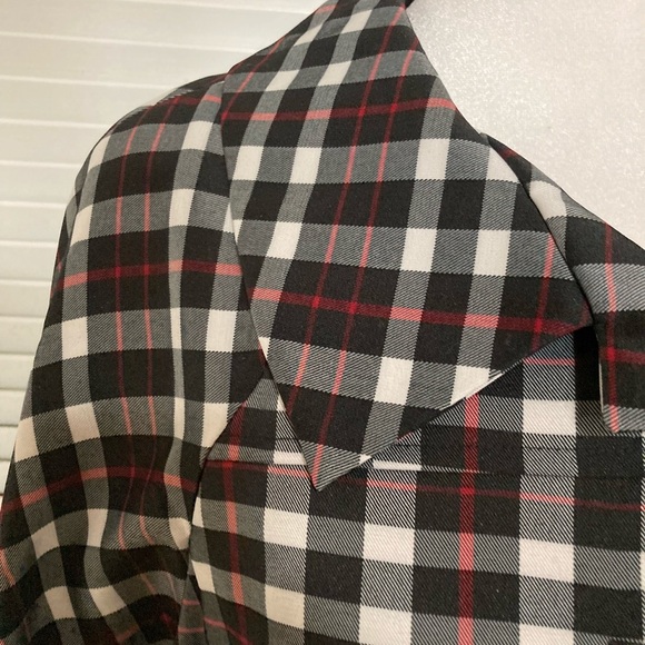 EUC John Paul Richard Black + Red & White Plaid Lightweight Jacket Size 14 - Picture 7 of 15